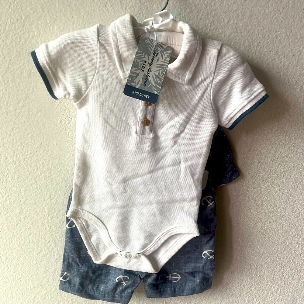 Tommy Bahamas Baby Onsie, Shorts and Hat Set NWT